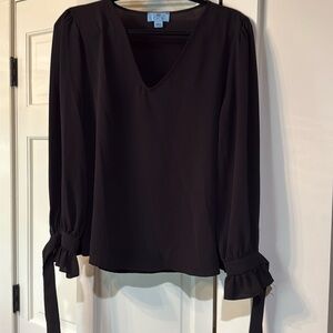Cece black vneck blouse size large